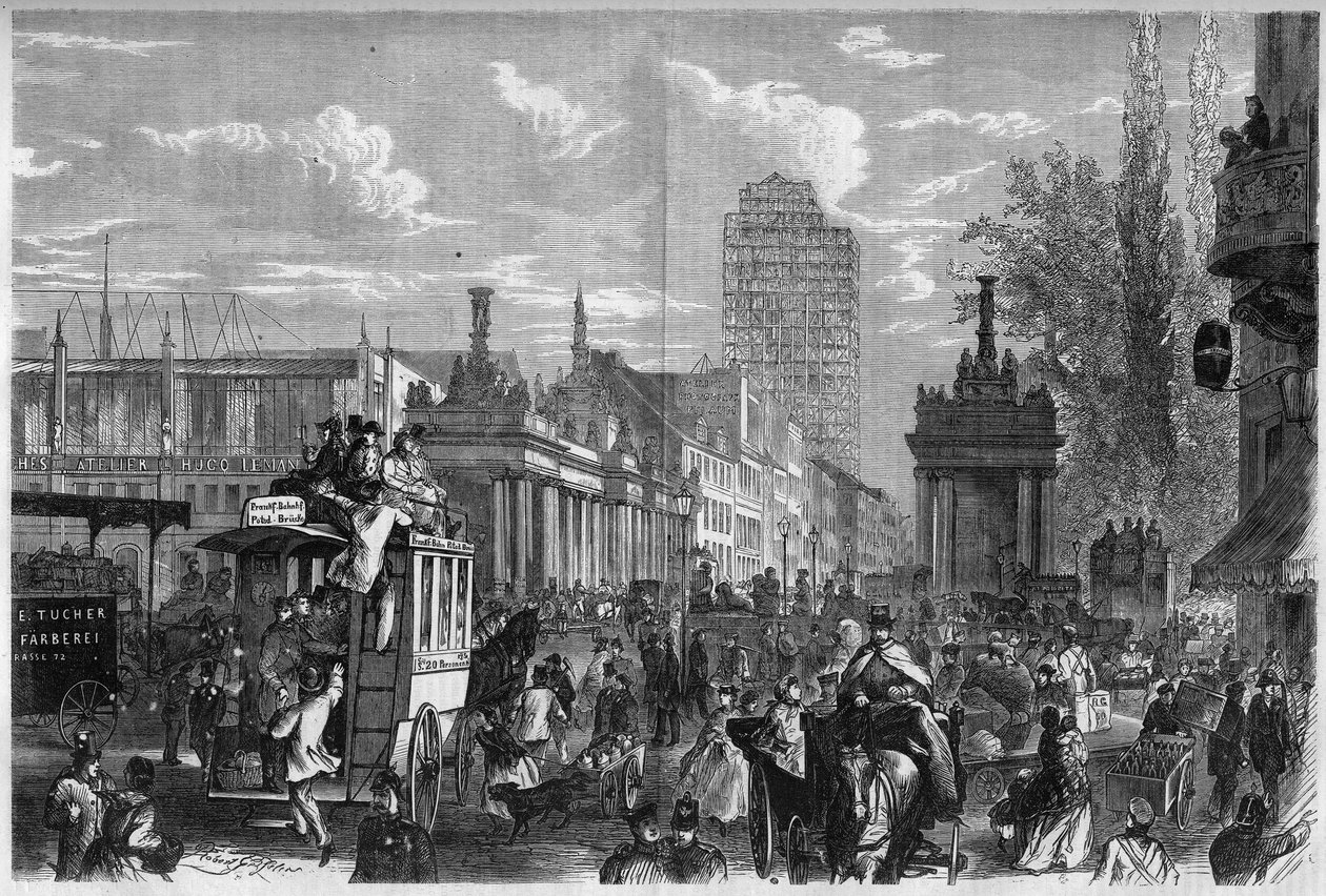Uitzicht op de Koninklijke Brug in Berlijn, Duitsland. Gravure in The Illustrous Universe door Unknown artist