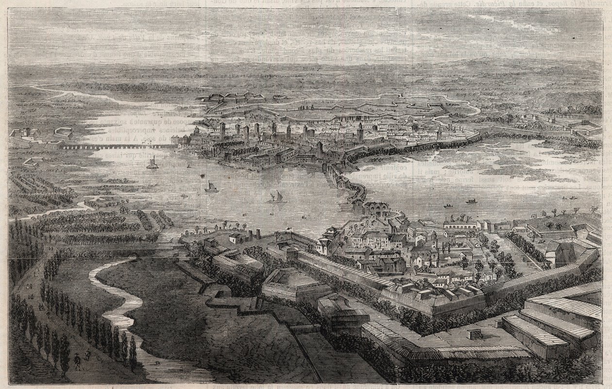 Uitzicht op de stad Mantua (Mantova, Mantua) in de 19e eeuw door Unknown artist