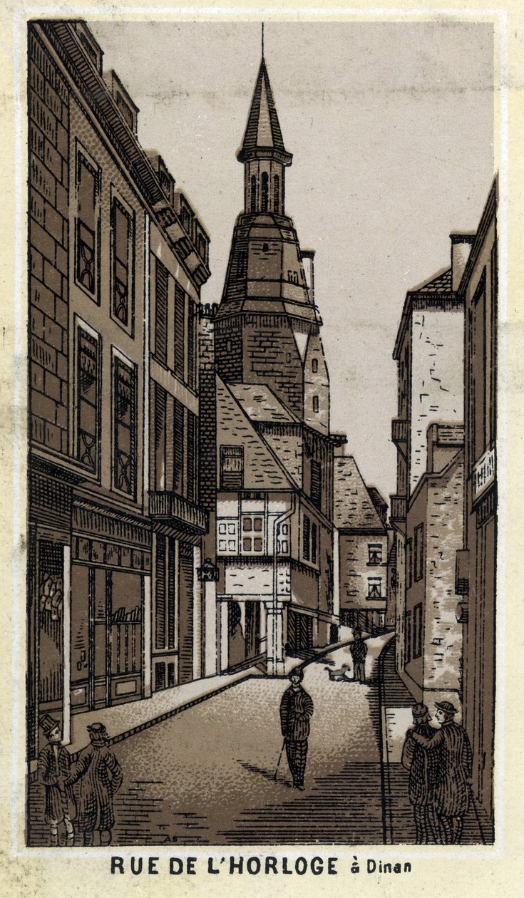 Uitzicht op de klokstraat in Dinan (Côtes-d