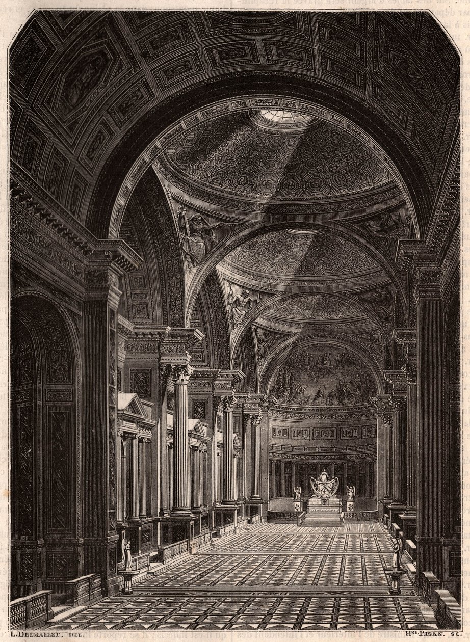 Uitzicht op het interieur van de Madeleinekerk in Parijs in 1843, kort na de opening voor aanbidding door Unknown