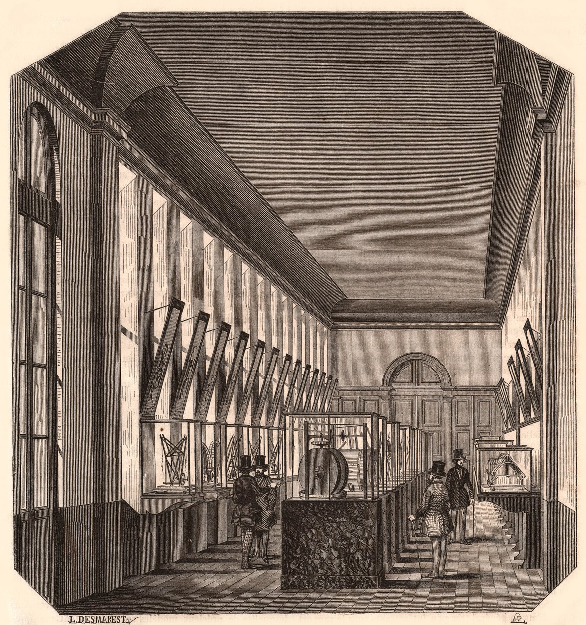 Uitzicht op het interieur van de Grote Galerij in het Koninklijk Conservatorium van Kunsten en Ambachten, Parijs, Frankrijk door Unknown