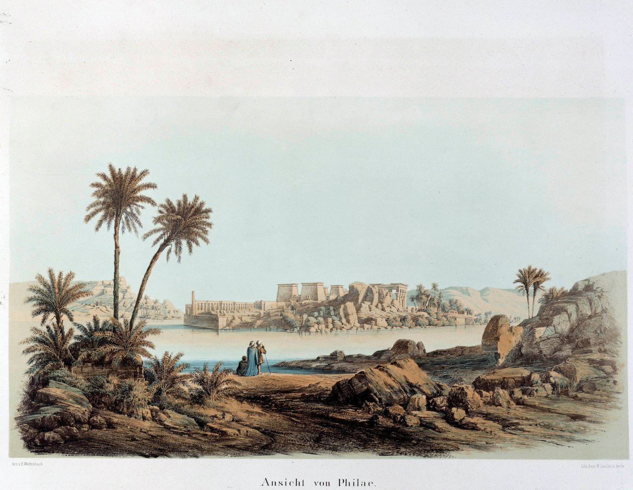 Zicht op het eiland Philae in Egypte. 19e eeuw Parijs, Collège de France door Unknown artist
