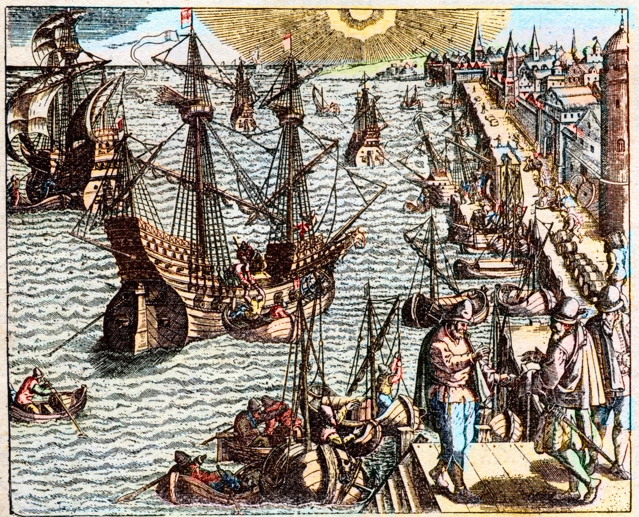 Zicht op de haven van Lissabon in de 16e eeuw door Unknown artist