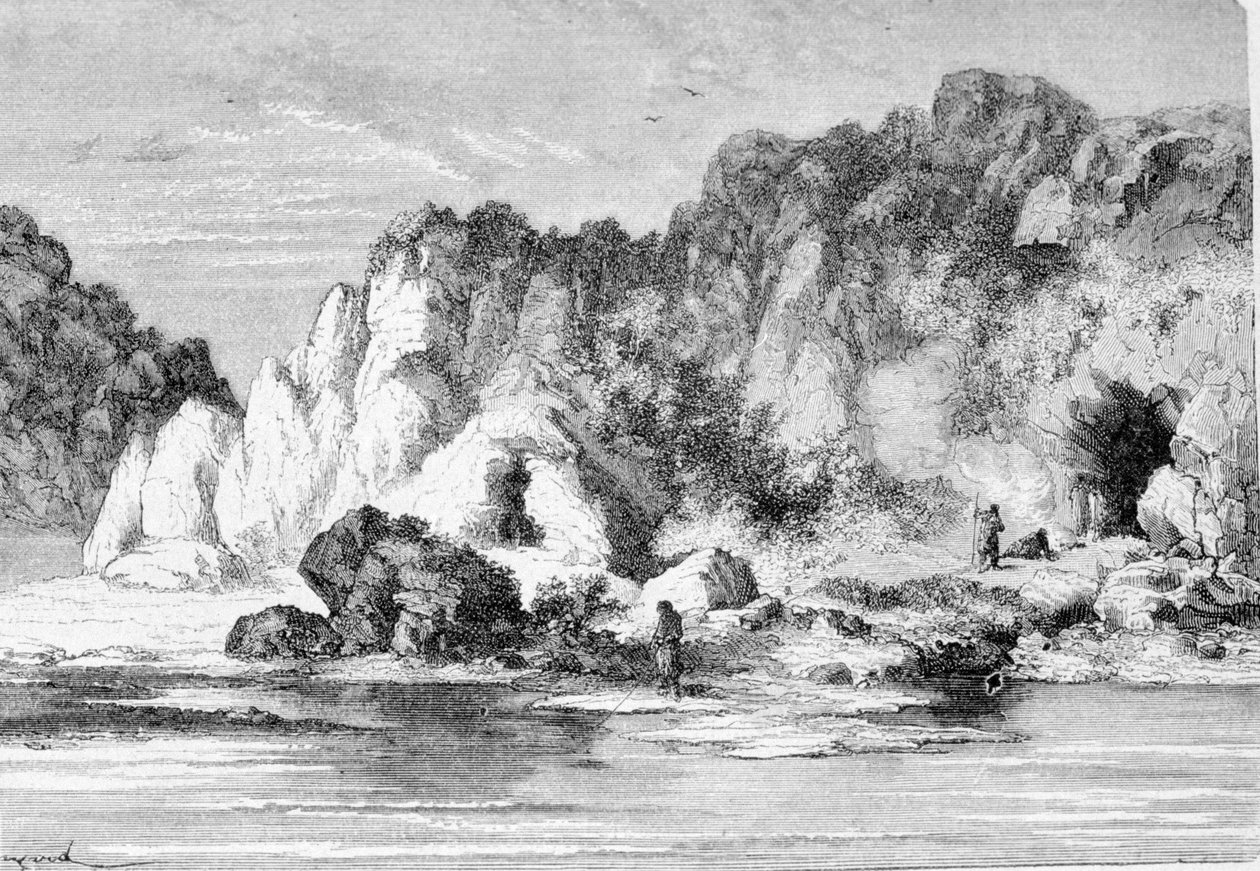 Dorp van het Rendiertijdperk (Boven-Paleolithicum), Furfeez-grotten door Unknown artist