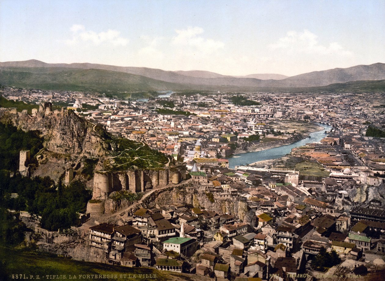 Uitzicht op Tbilisi, hoofdstad van Georgië door Unknown artist