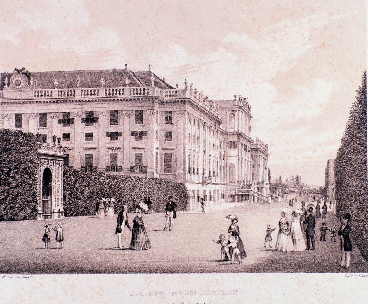 Wandelaars in het park van Schloss Schönbrunn in Wenen door Unknown artist