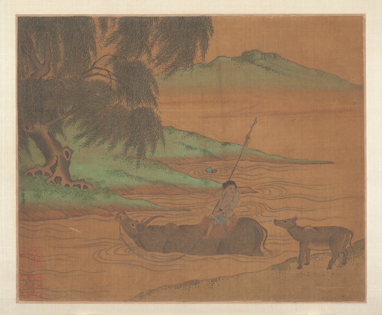 Waterbuffel (albumblad; inkt en kleur op zijde) door Unknown Artist