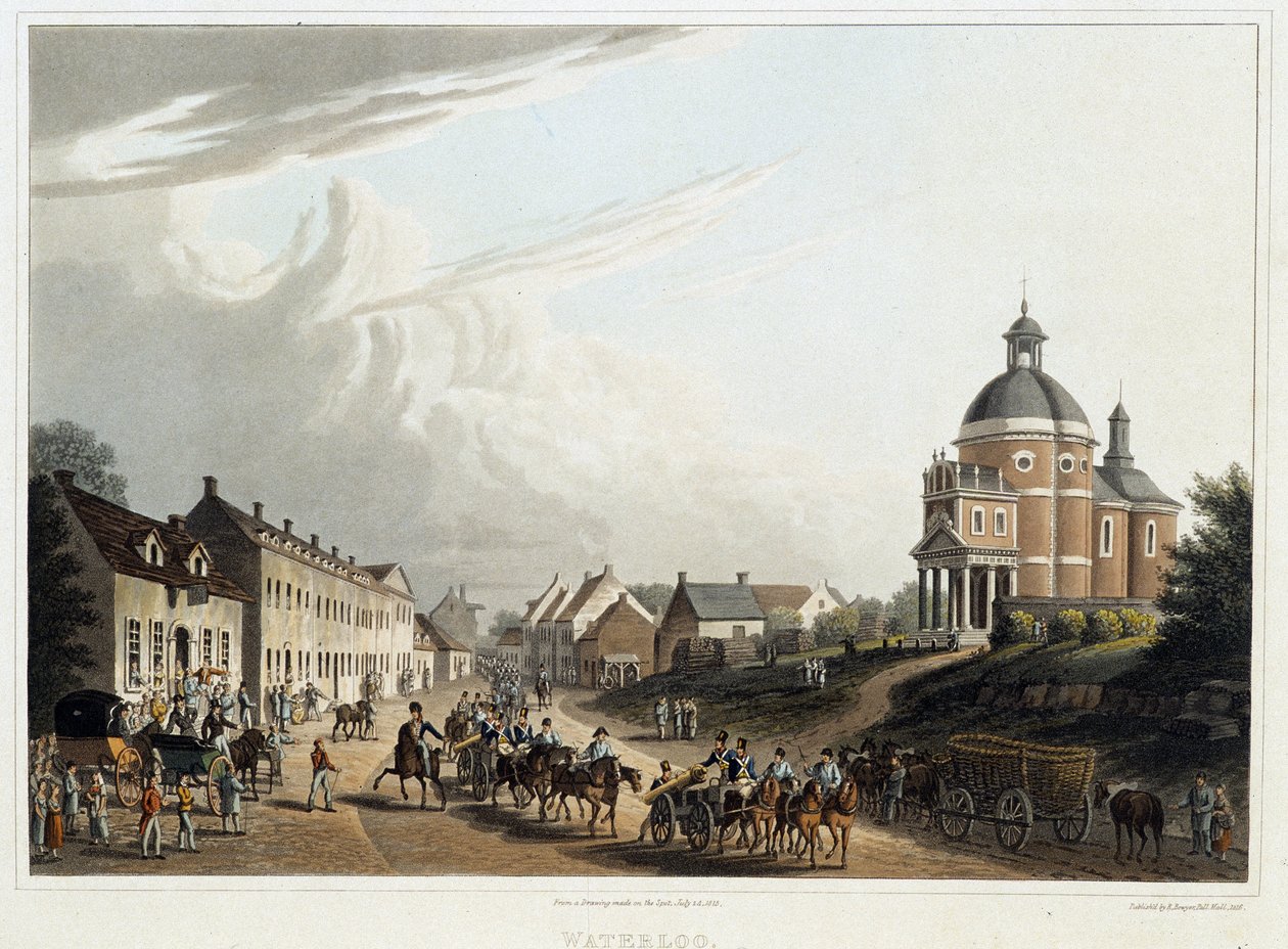 Waterloo: konvooi van Franse kanonnen terug van het front, 24 juli door Unknown artist