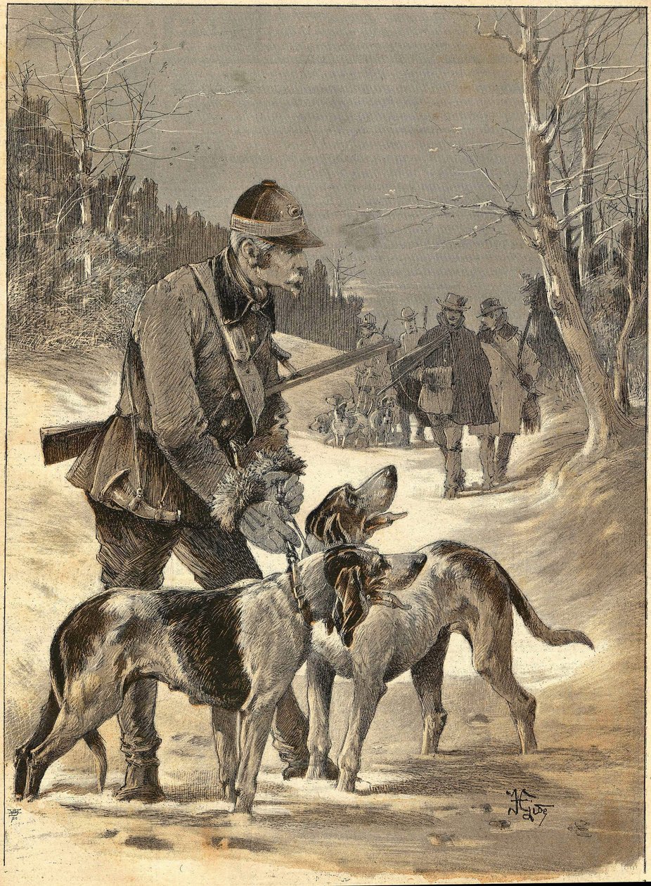 Houtjacht naar de aquarel van Gide. 1892 door Unknown artist