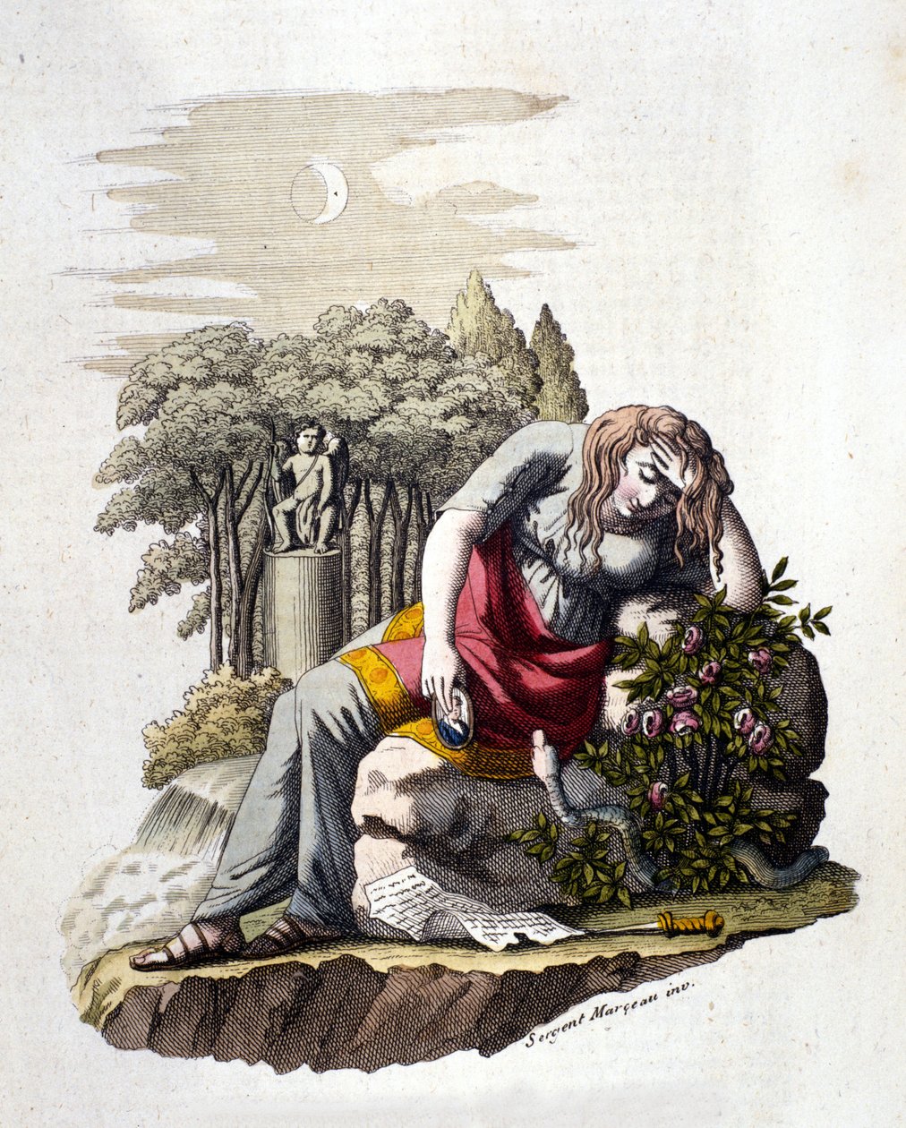 Jong meisje huilt na het lezen van een brief van haar geliefde door Unknown artist