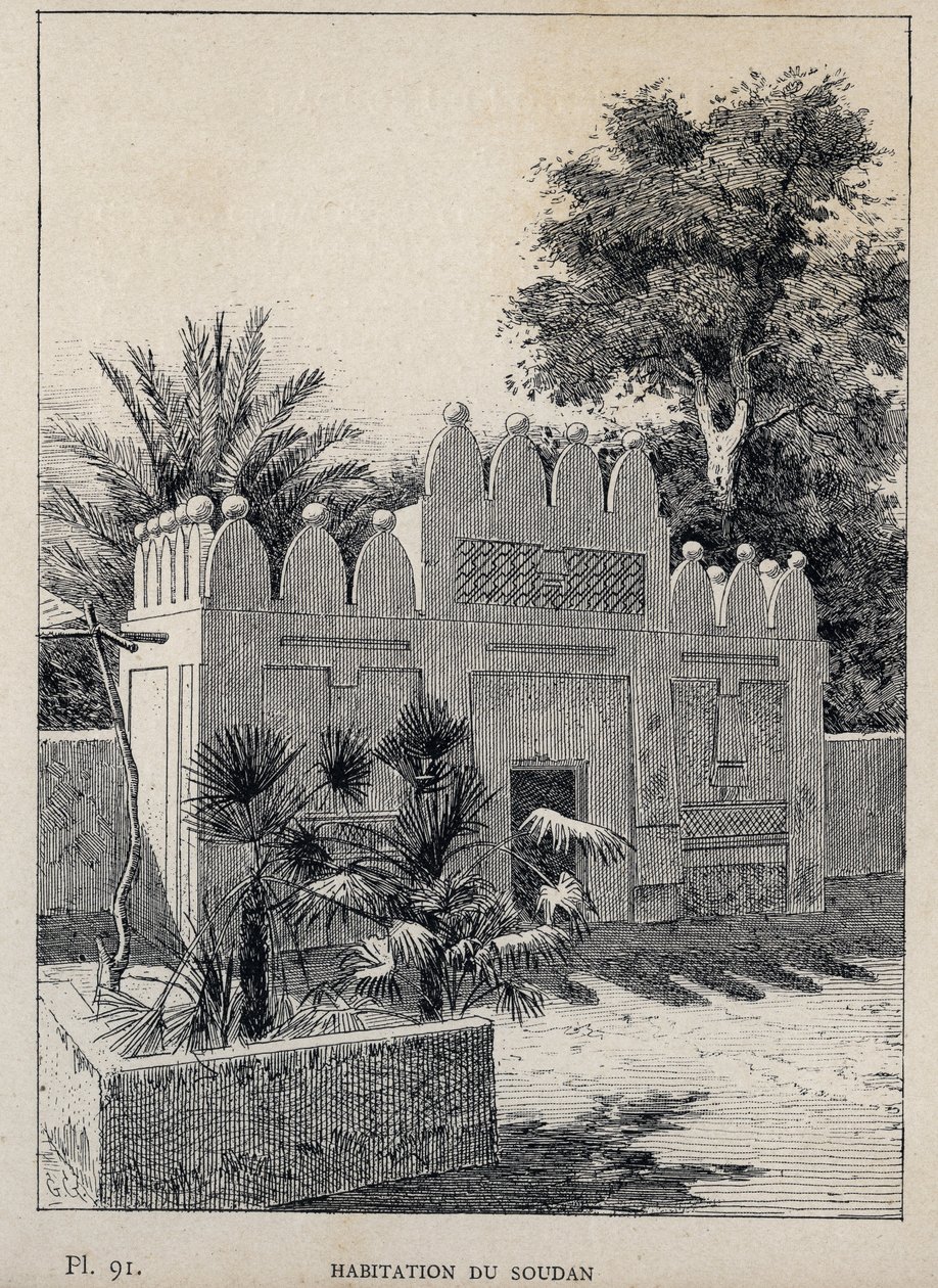 Bewoning van Soedan - gravure van 1889 in 