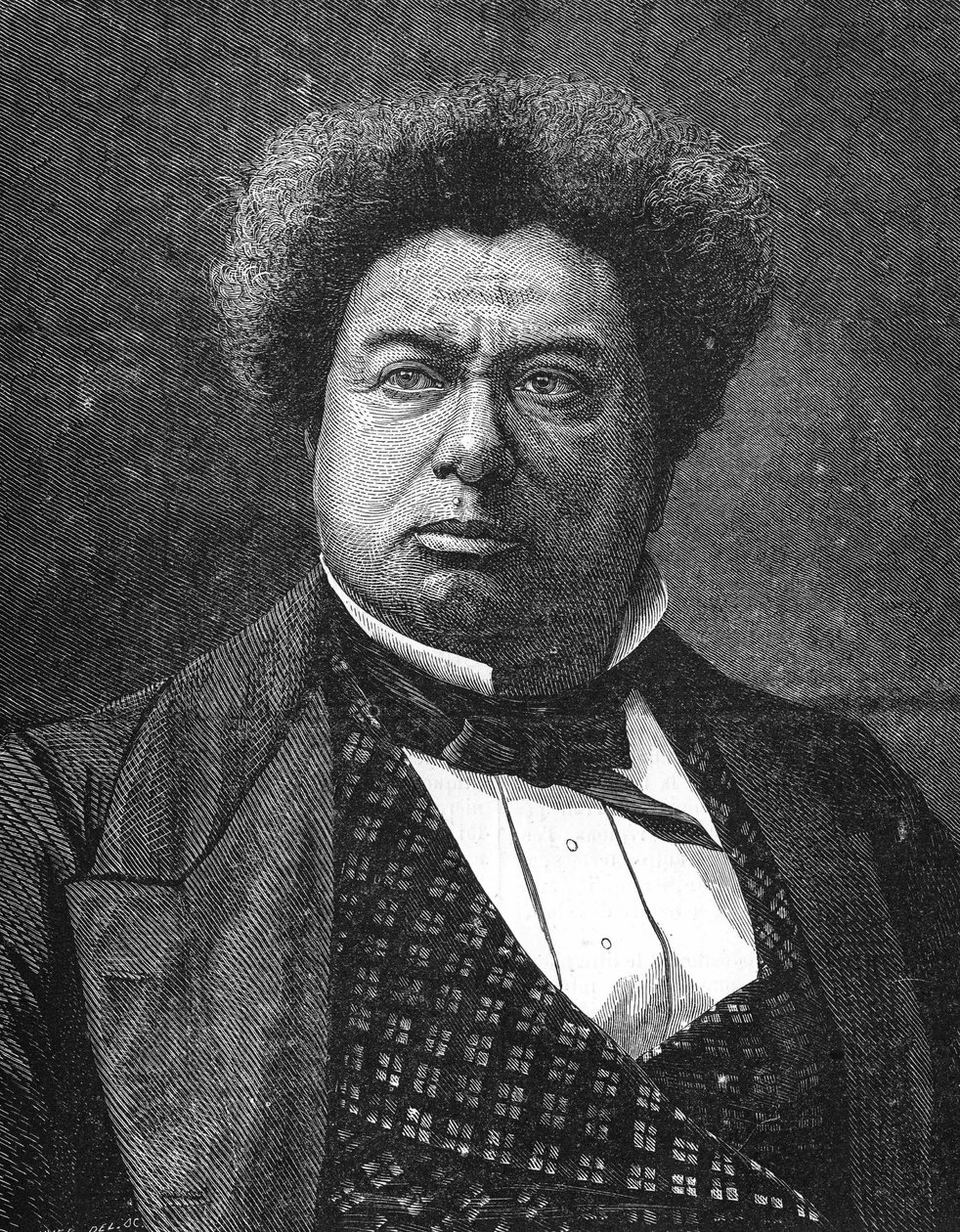 Portret van Alexandre Dumas père. Franse romanschrijver en toneelschrijver (1802 tot 1870) door Unknown artist