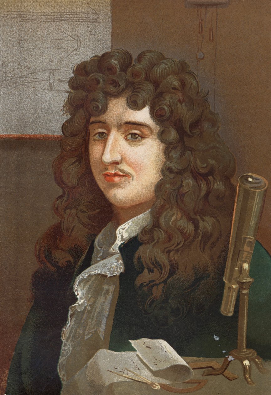 Portret van Christiaan Huygens. Nederlandse natuurkundige en wiskundige (1629 tot 1695) naar La Ciencia y sus Hombres door Louis Figuier. Barcelona 1881 door Unknown artist