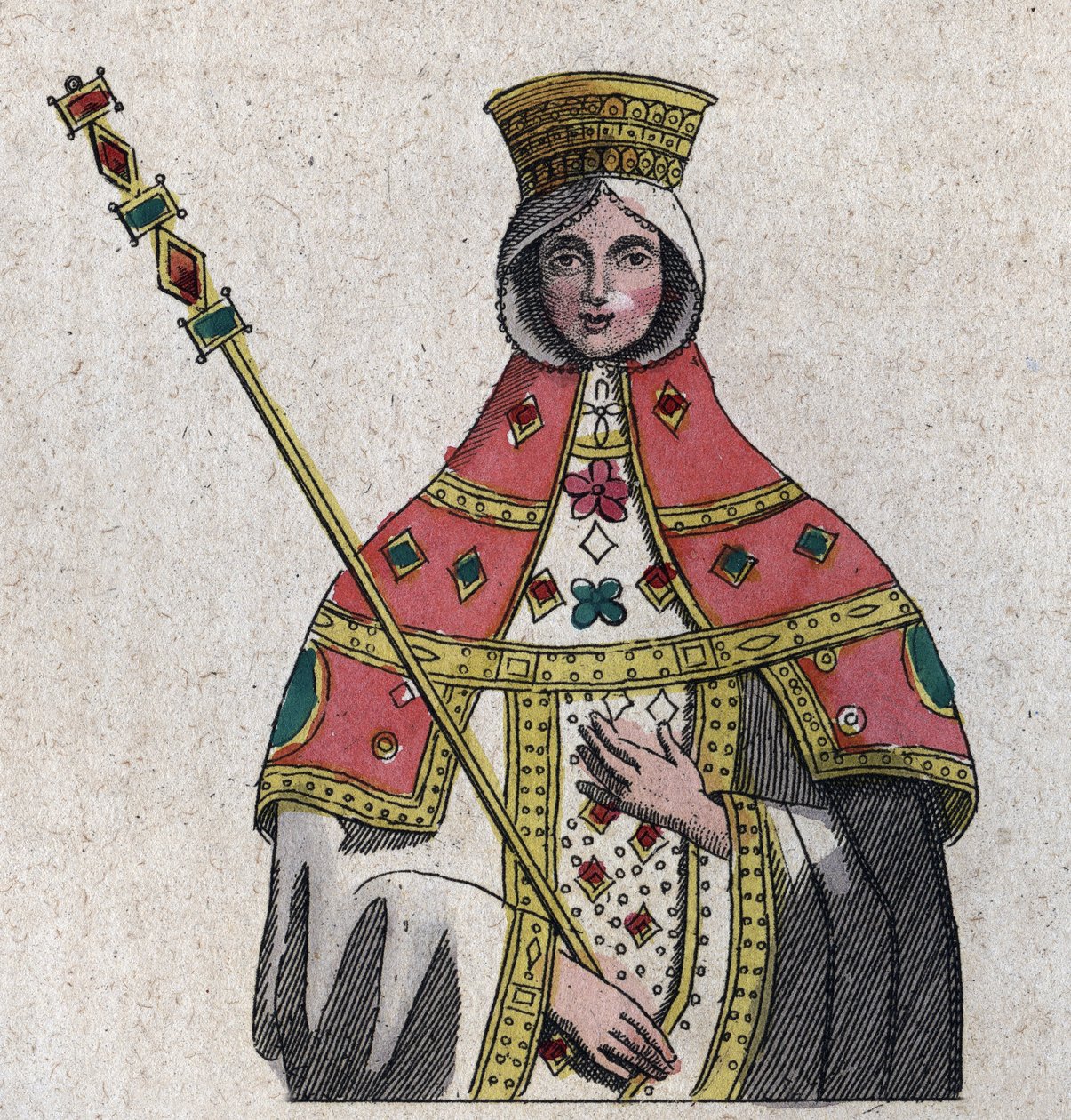 Portret van Eudokia (of Eudocia) Ingerina (Eudocia Ingerina) (ca. 840 - ca. 882) vrouw van de Byzantijnse keizer Basil I - gravure uit 