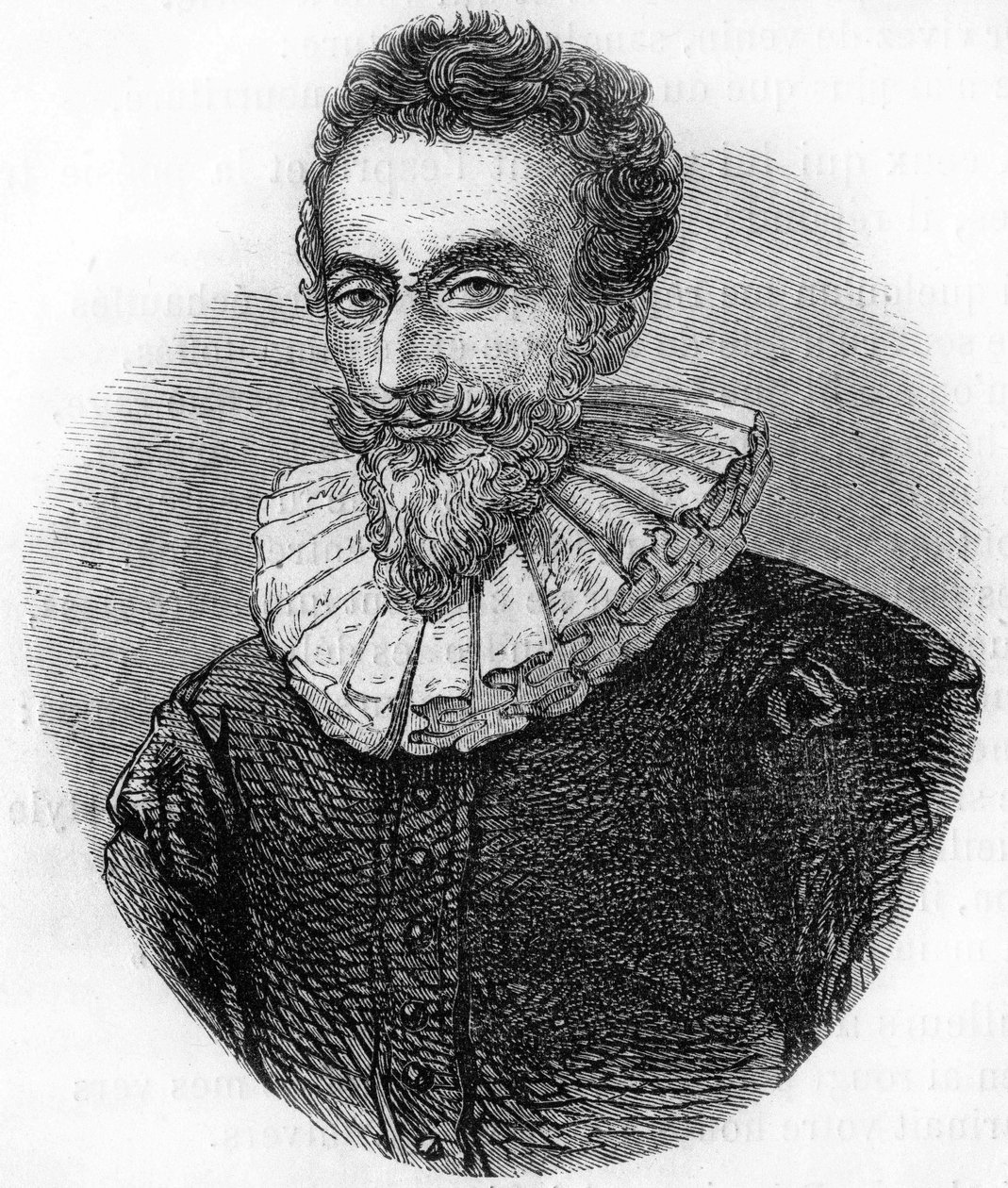 Portret van François de Malherbe. Franse dichter (1555 tot 1628). gravure van 1866. door Unknown artist