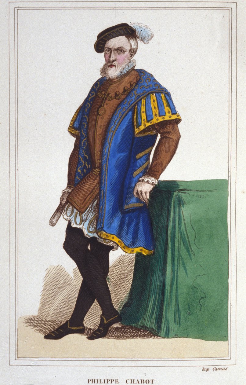 Portret van Philippe de Chabot, heer van Brion, Admiraal van Frankrijk (1480 tot 1543). gravure uit 1830 door Unknown artist