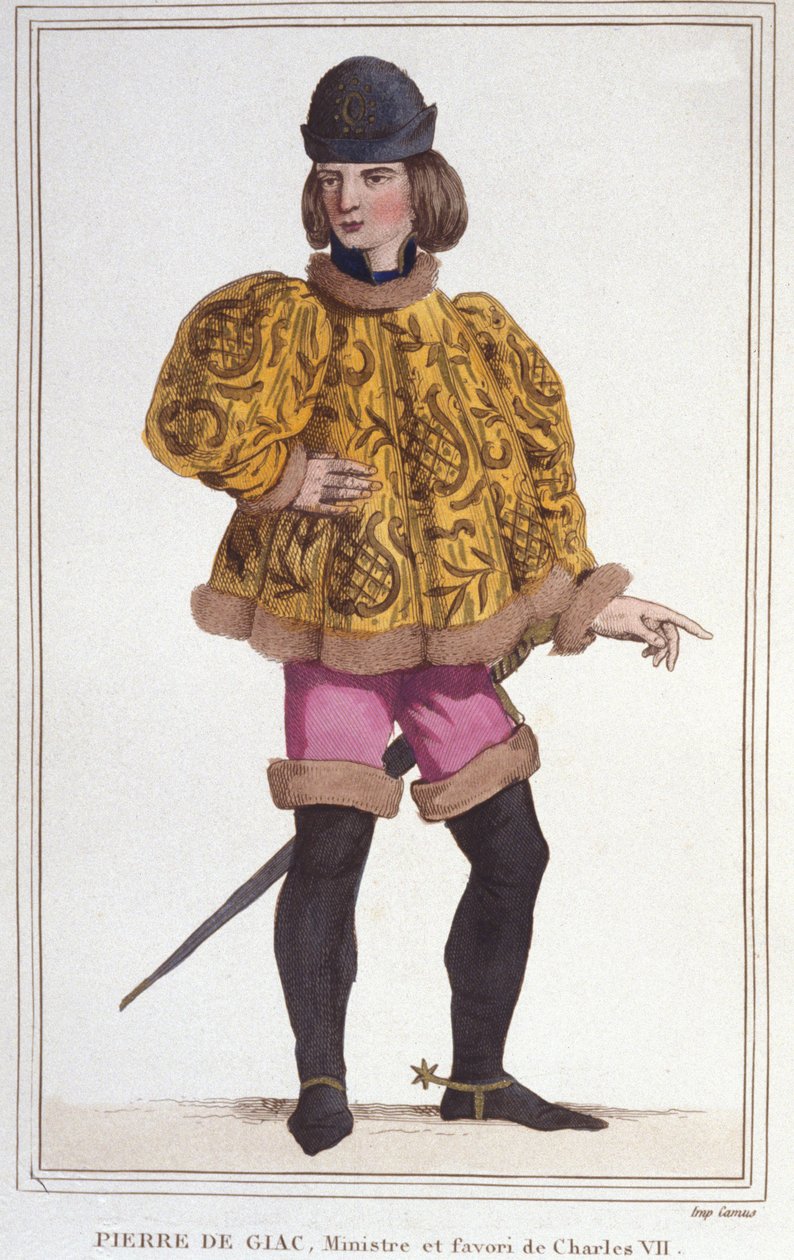 Portret van Pierre de Giac, favoriet van Charles VII, Minister en Superintendent van Financiën, gravure uit 1830 door Unknown artist