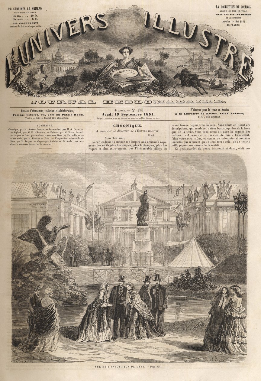 de Internationale Tentoonstelling van 1861 in Metz - De Wereldtentoonstelling van Metz - de wereldberoemde van 1861 door Unknown artist