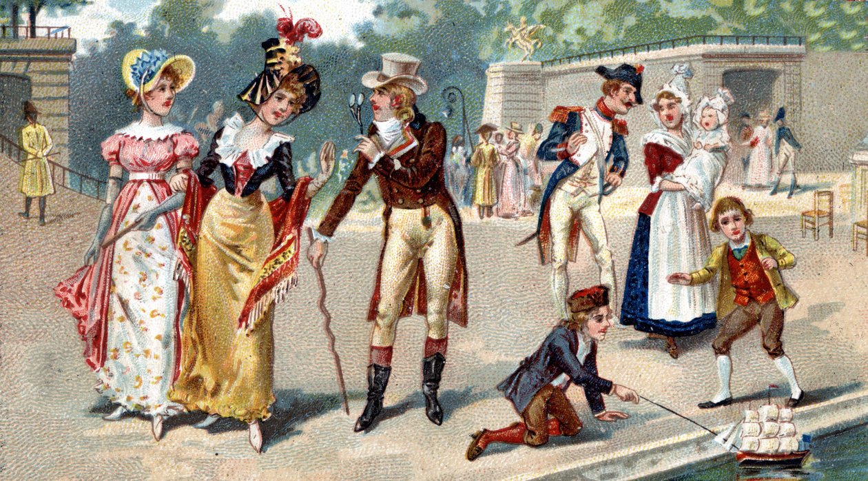 De Tuilerieën aan het einde van de 18e eeuw. Liebig chromolithografie uit de 19e eeuw door Unknown artist