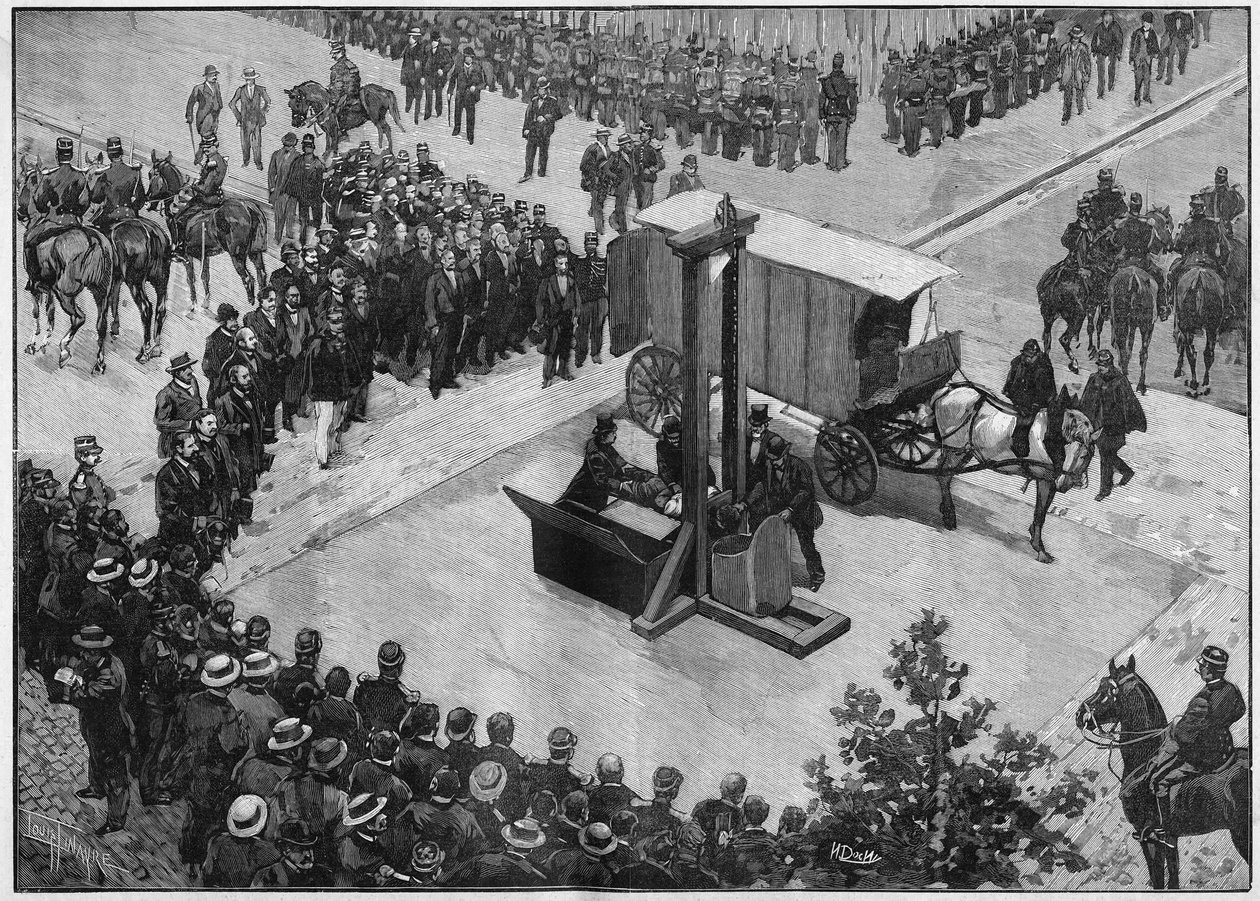 De executie van de anarchist Caserio in Lyon in 1894 door Unknown artist