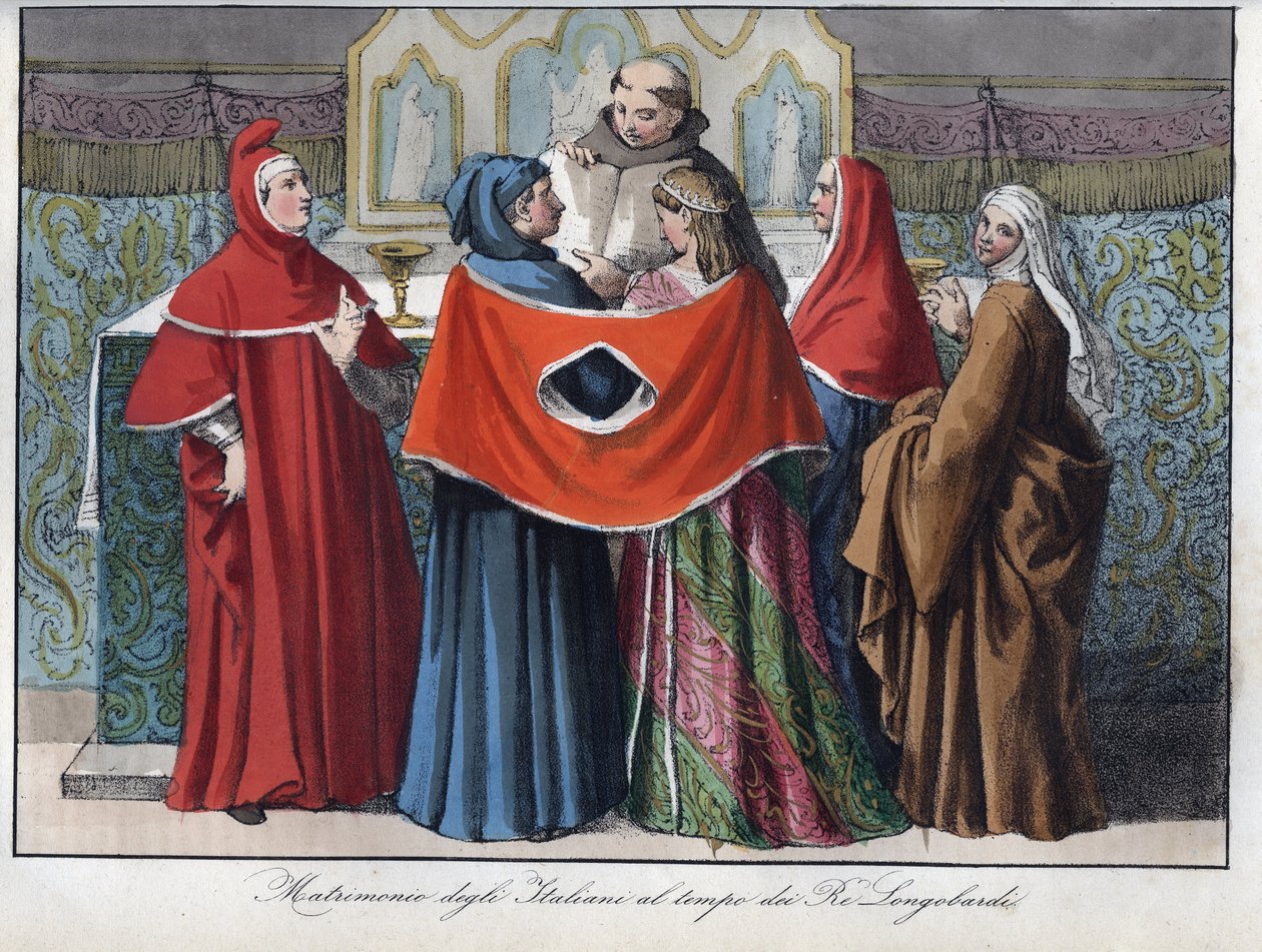 Het huwelijk van de Italianen ten tijde van de Lombardische koningen (568-774) door Unknown artist