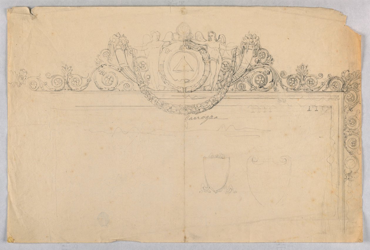 Ontwerp voor de bekroning op de achterkant van een koets door Unknown, Italian