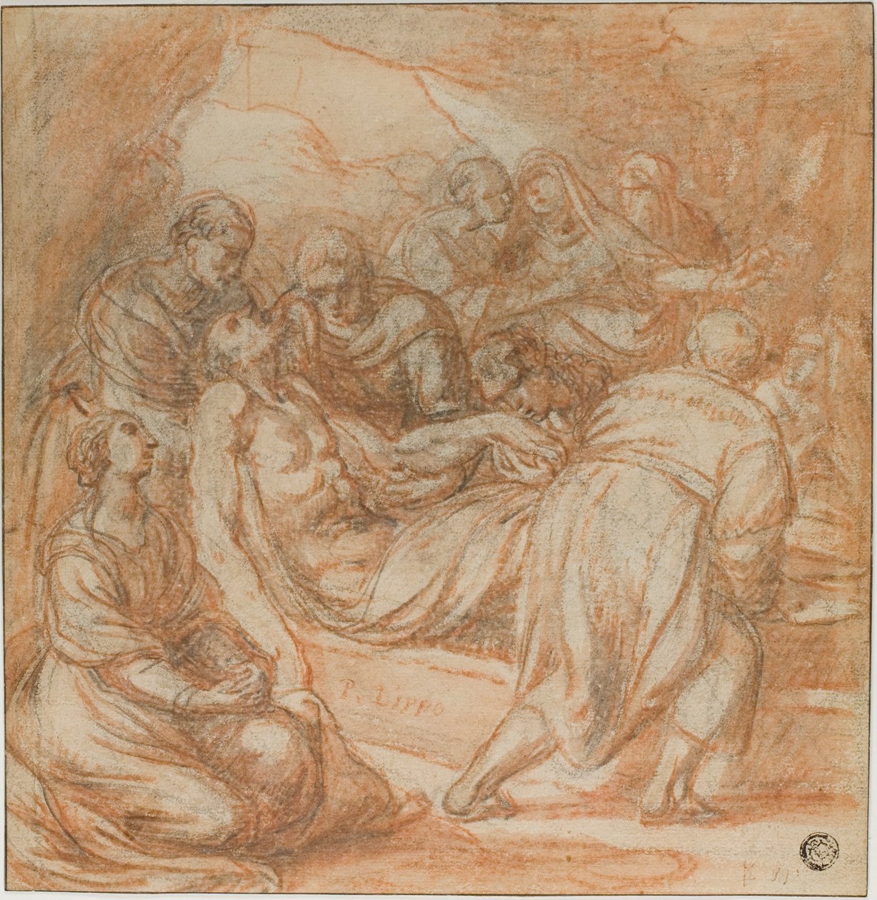 De graflegging van Christus door Unknown Lombard