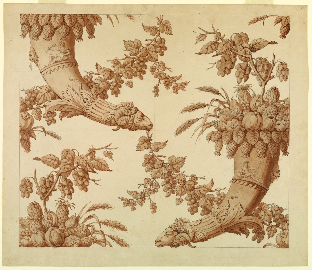 Tekening, Cartoon voor zijden damast:, 1800-1815 door Unknown artistUnknown artist