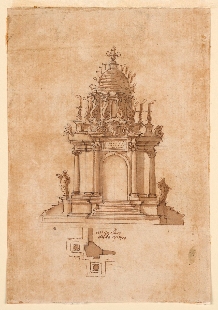 Tekening, Catafalk, ca. 1631 door Unknown artistUnknown artist