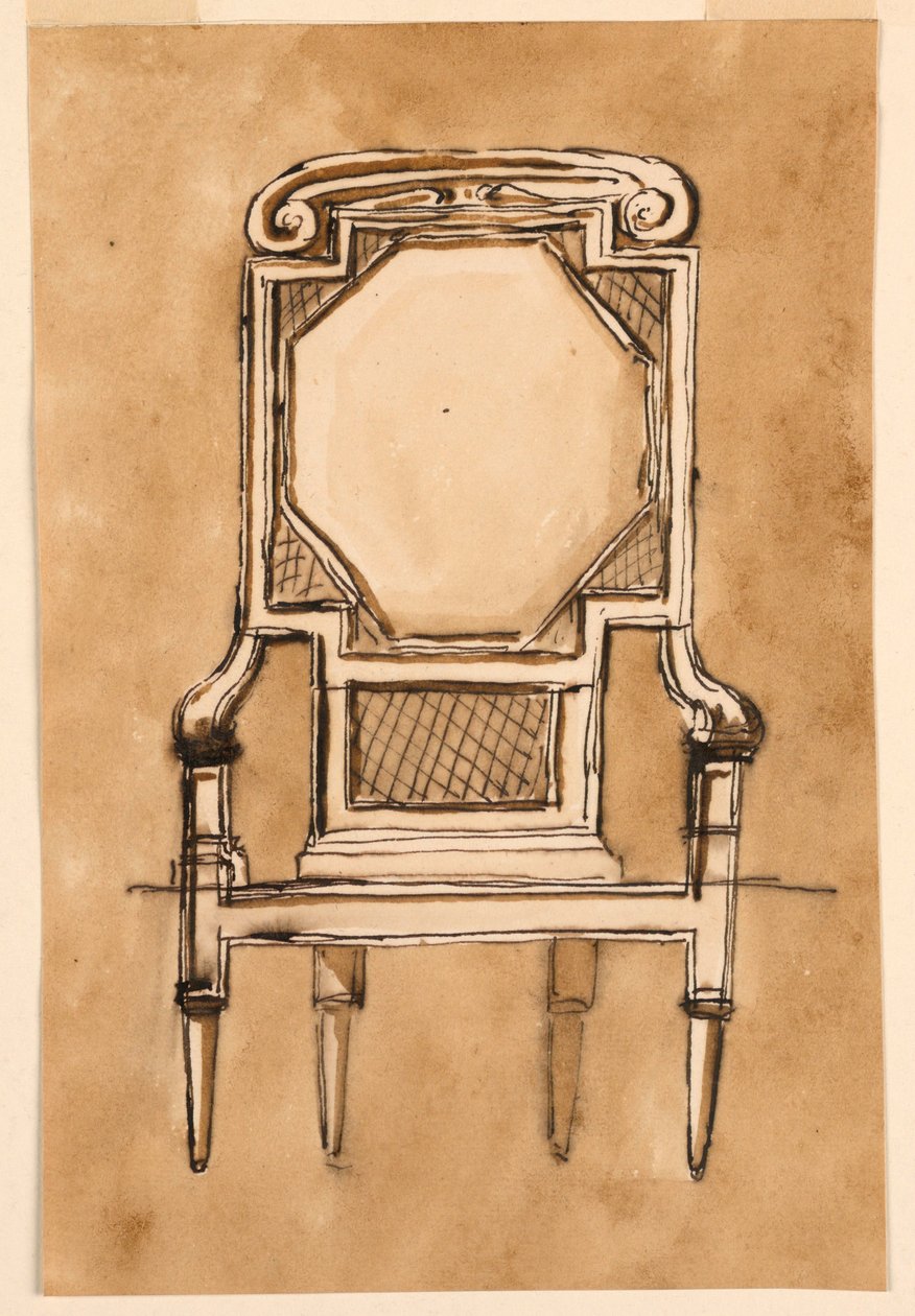 Tekening, Stoel, 1780-1790 door Unknown artistUnknown artist