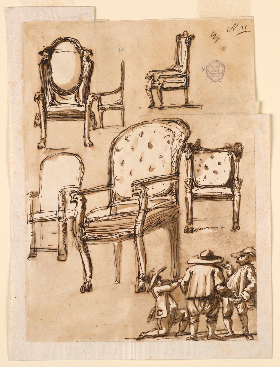 Tekening, Stoelen, 1780-1790 door Unknown artistUnknown artist