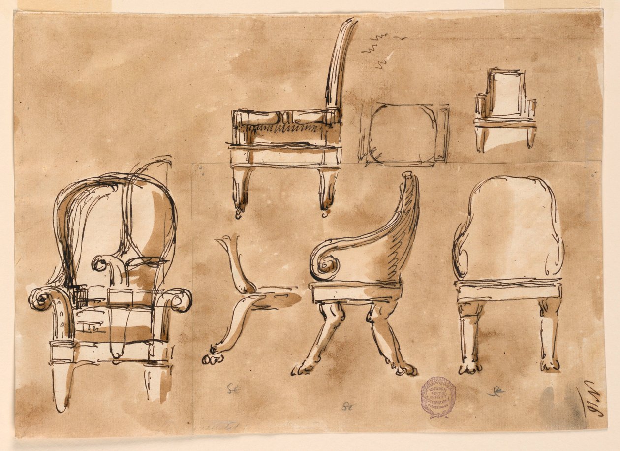 Tekening, Stoelen, ca. 1800 door Unknown artistUnknown artist