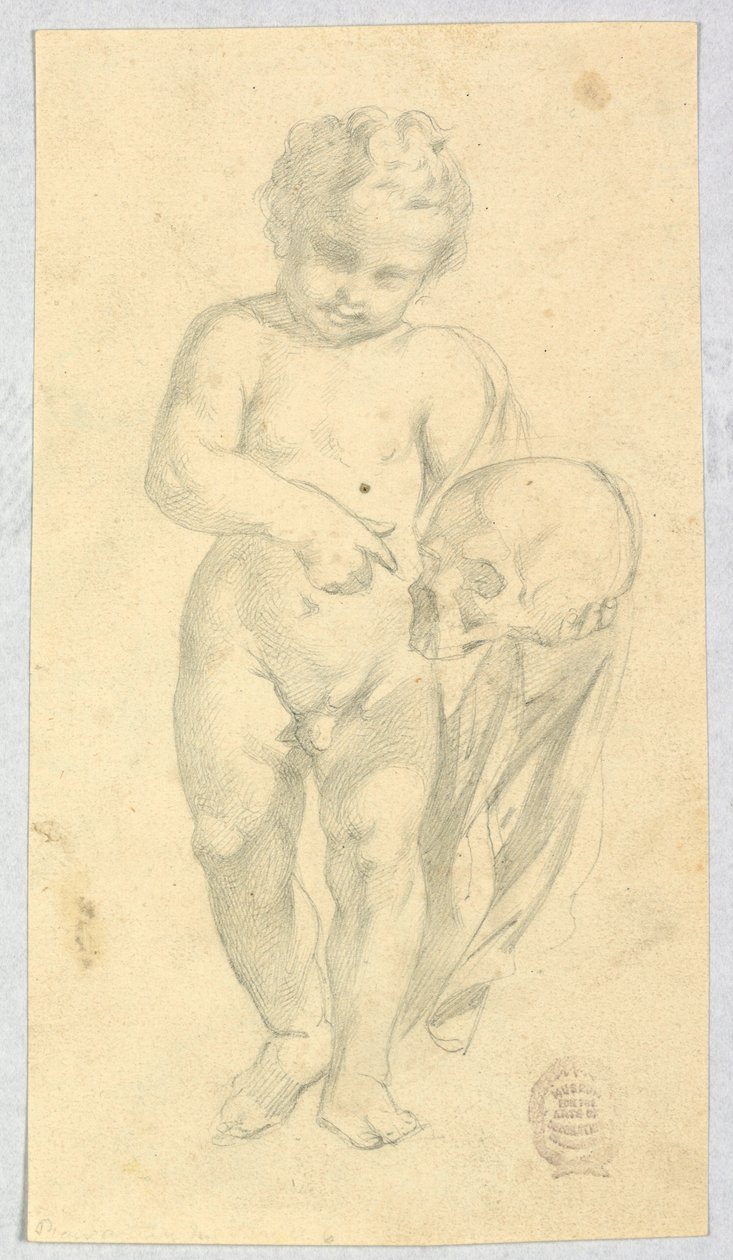 Tekening, Kind met schedel, 16-19e eeuw door Unknown artistUnknown artist