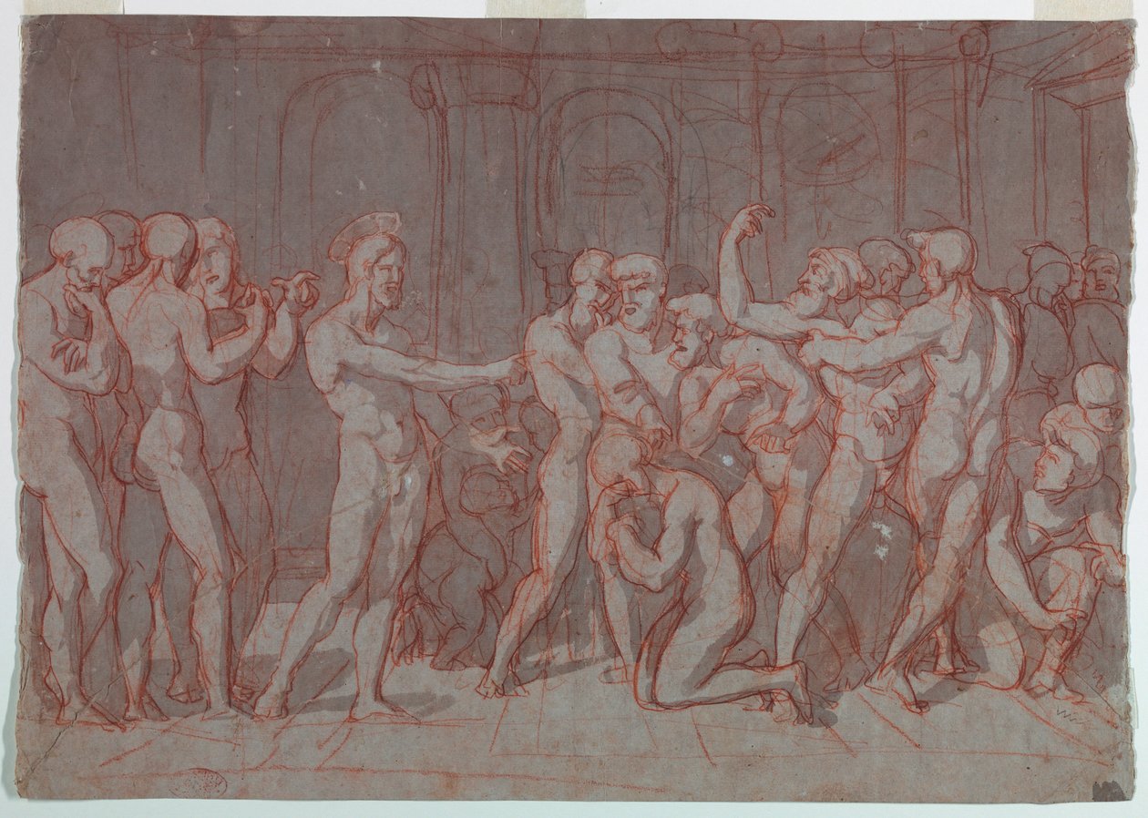 Tekening, Christus en de overspelige vrouw, ca. 1800 door Unknown artistUnknown artist