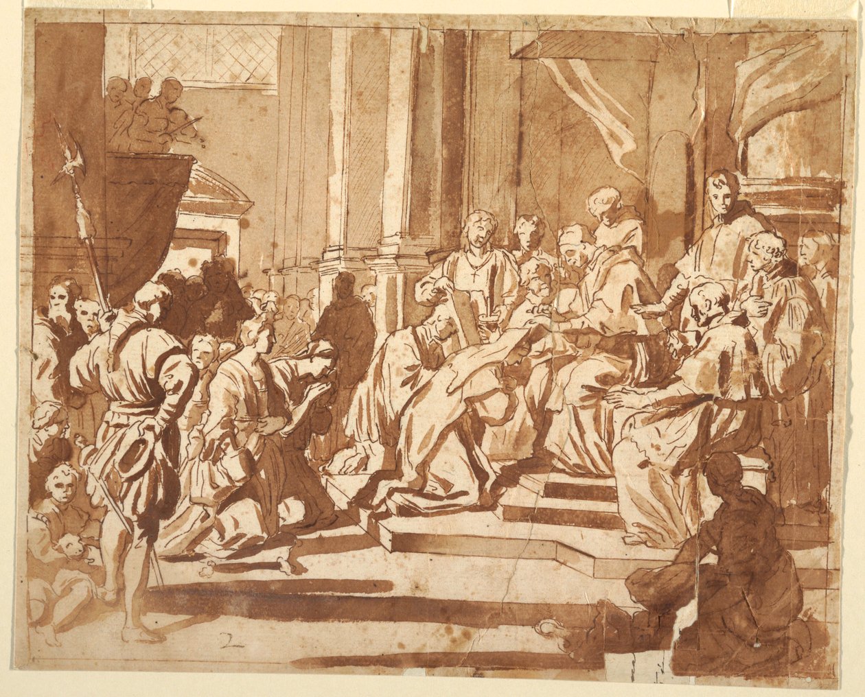 Tekening, Clemens XI die zijn nicht tot non benoemt, ca. 1700 door Unknown artistUnknown artist