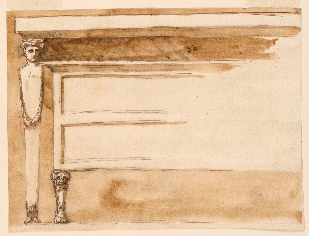 Tekening, consoletafel en ladenkast, ca. 1795 door Unknown artistUnknown artist