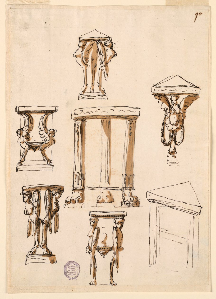 Tekening, consoletafels, ca. 1800 door Unknown artistUnknown artist