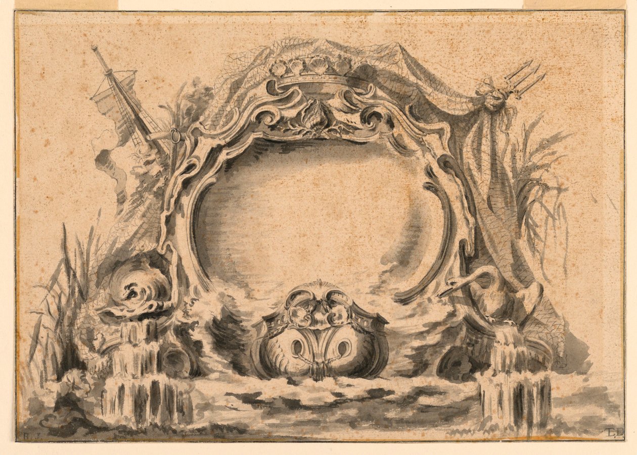 Tekening, Kopie van een wapenschild in een van de fetes publicaties, ca. 1740 door Unknown artistUnknown artist