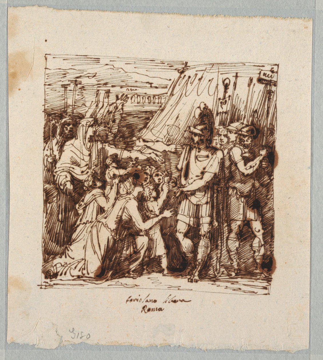 Tekening, Coriolanus stemt in met het opheffen van het beleg van Rome, eind 19e eeuw door Unknown artistUnknown artist