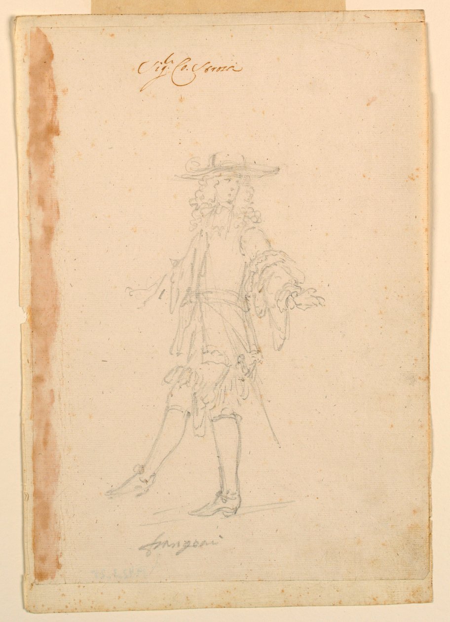 Tekening, Kostuumontwerp: Een Fransman voor een Ballet, ca. 1790 door Unknown artistUnknown artist