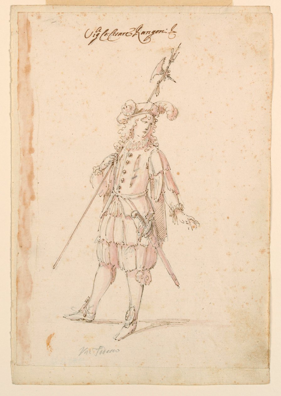 Tekening, Kostuumontwerp: Een Duitser voor een Ballet, ca. 1720 door Unknown artistUnknown artist