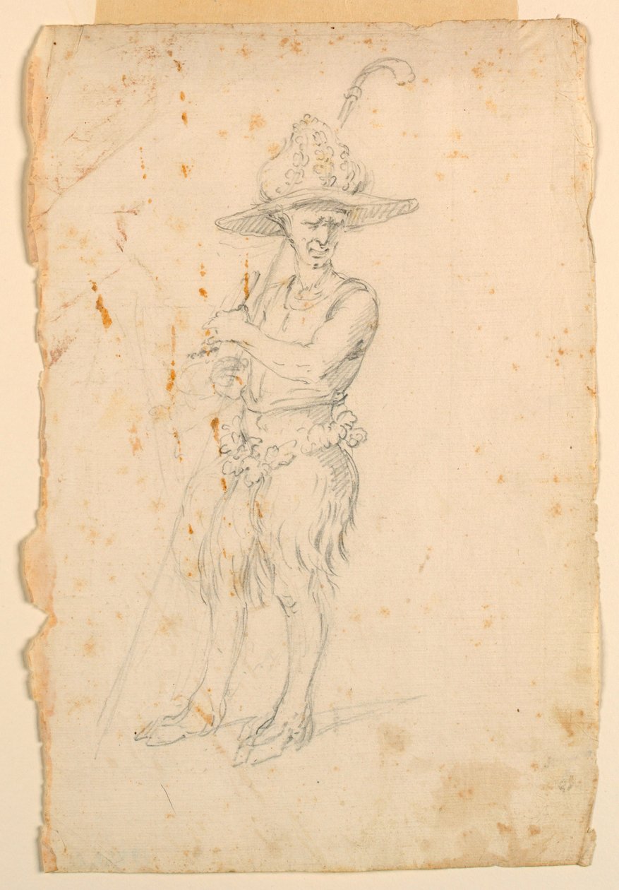Tekening, Kostuumontwerp: Een sater voor een ballet, ca. 1720 door Unknown artistUnknown artist