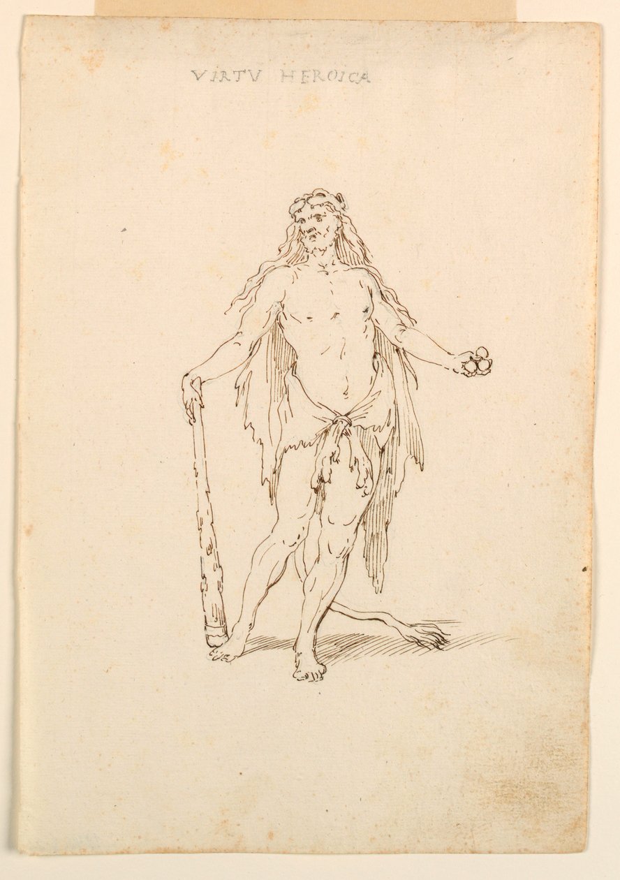 Tekening, Kostuumontwerp: Heldenkracht voor een ballet, ca. 1720 door Unknown artistUnknown artist
