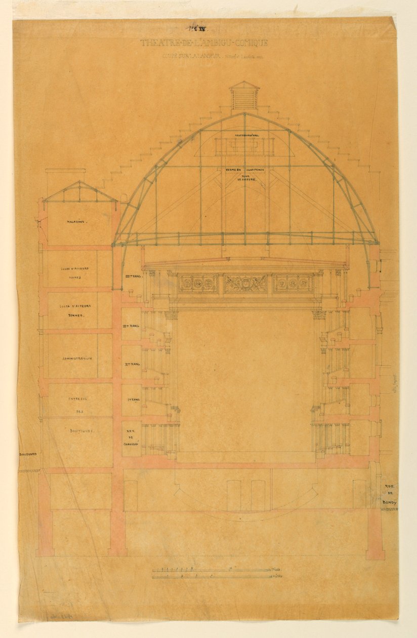 Tekening, Doorsnede van het Théâtre de l