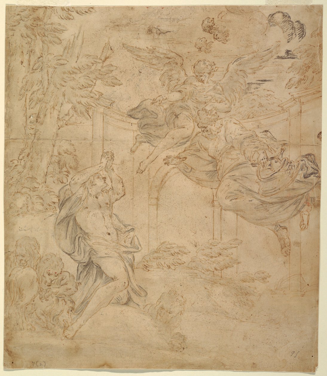 Tekening, Daniël in de leeuwenkuil, ca. 1630-40 door Unknown artistUnknown artist