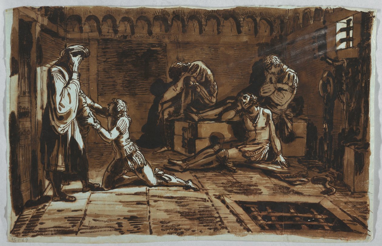 Tekening, Dood van graaf Ugolino en zijn zonen, 1815-1823 door Unknown artistUnknown artist