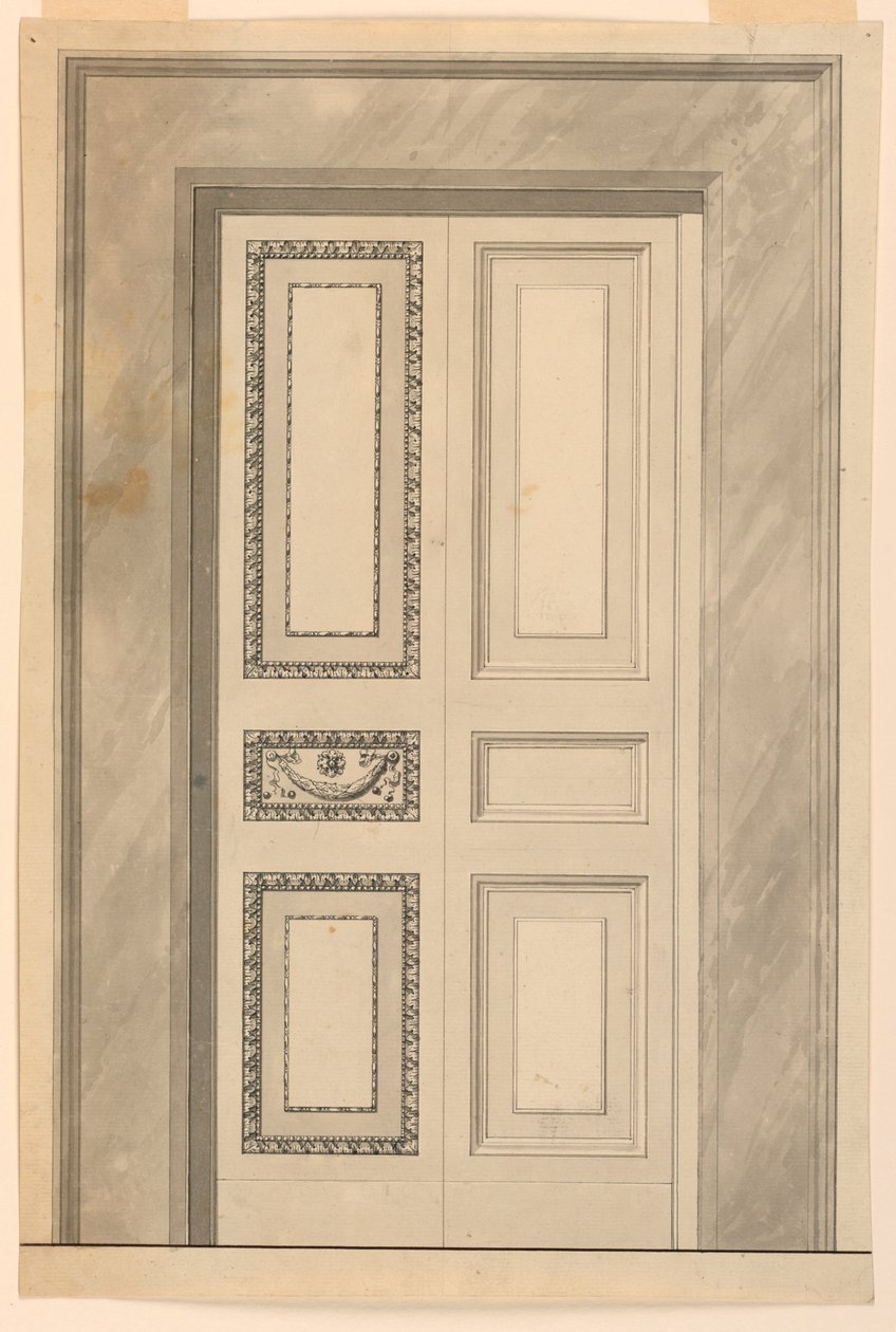 Tekening, Versiering van een vouwdeur, ca. 1780 door Unknown artistUnknown artist