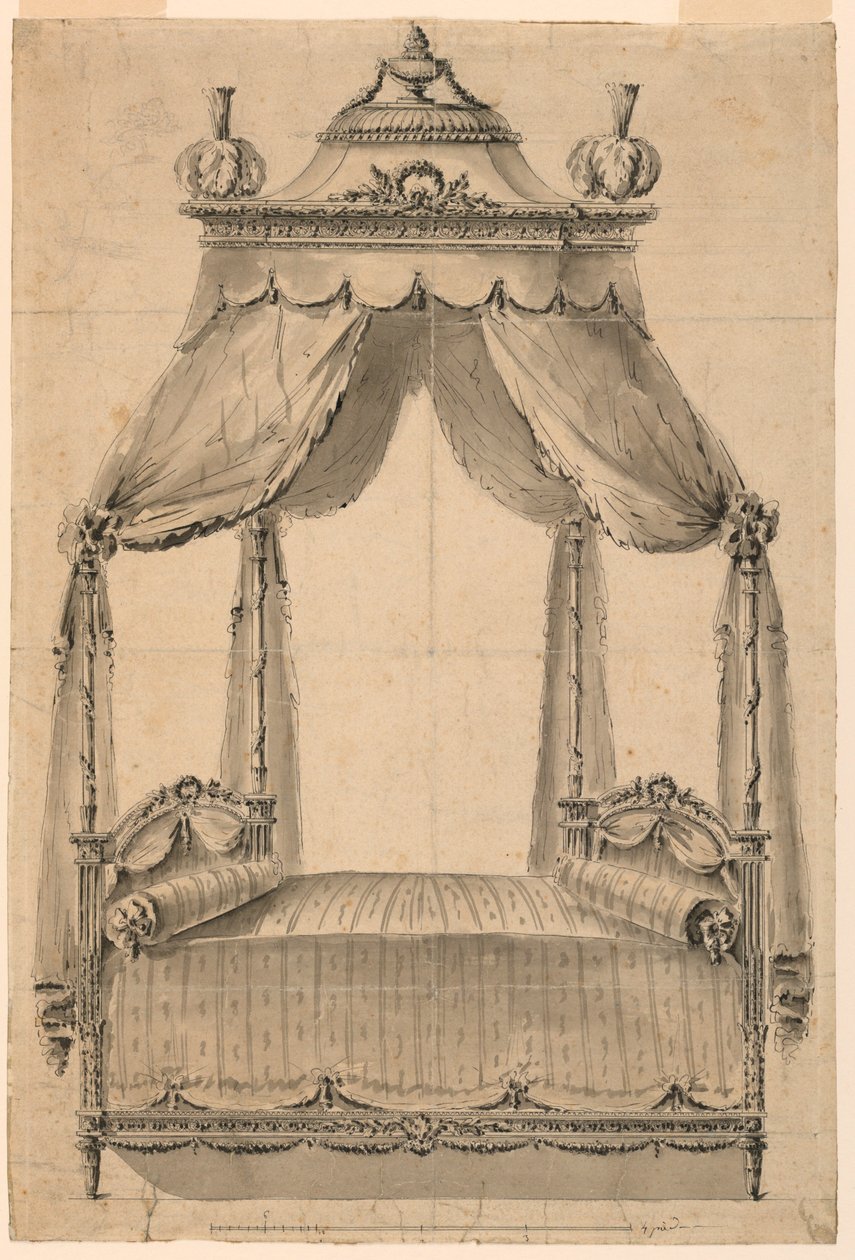 Tekening, Ontwerp voor een bed, ca. 1785 door Unknown artistUnknown artist