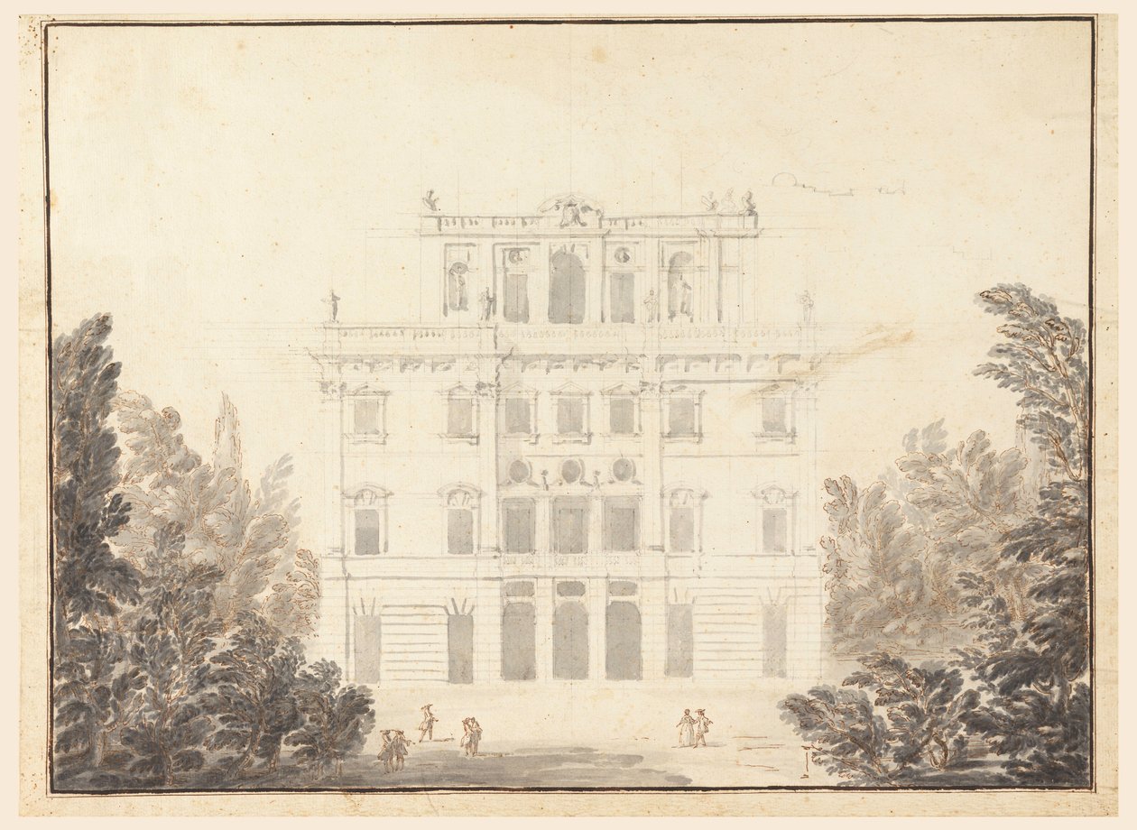 Tekening, ontwerp voor een casino in een park, 1728-84 door Unknown artistUnknown artist