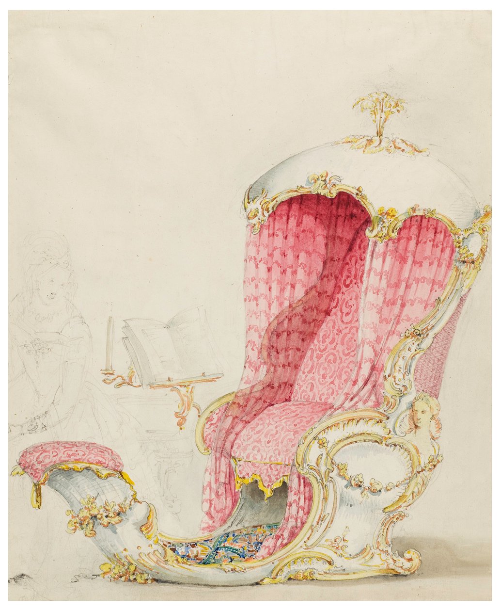 Tekening, Ontwerp voor een chaise salon, ca. 1810 door Unknown artistUnknown artist